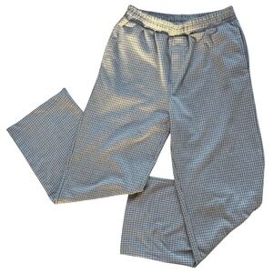 Zara Houndstooth Wide Leg Relaxed Fit Sz L Tan Elastic Waist Drawstring Flowy